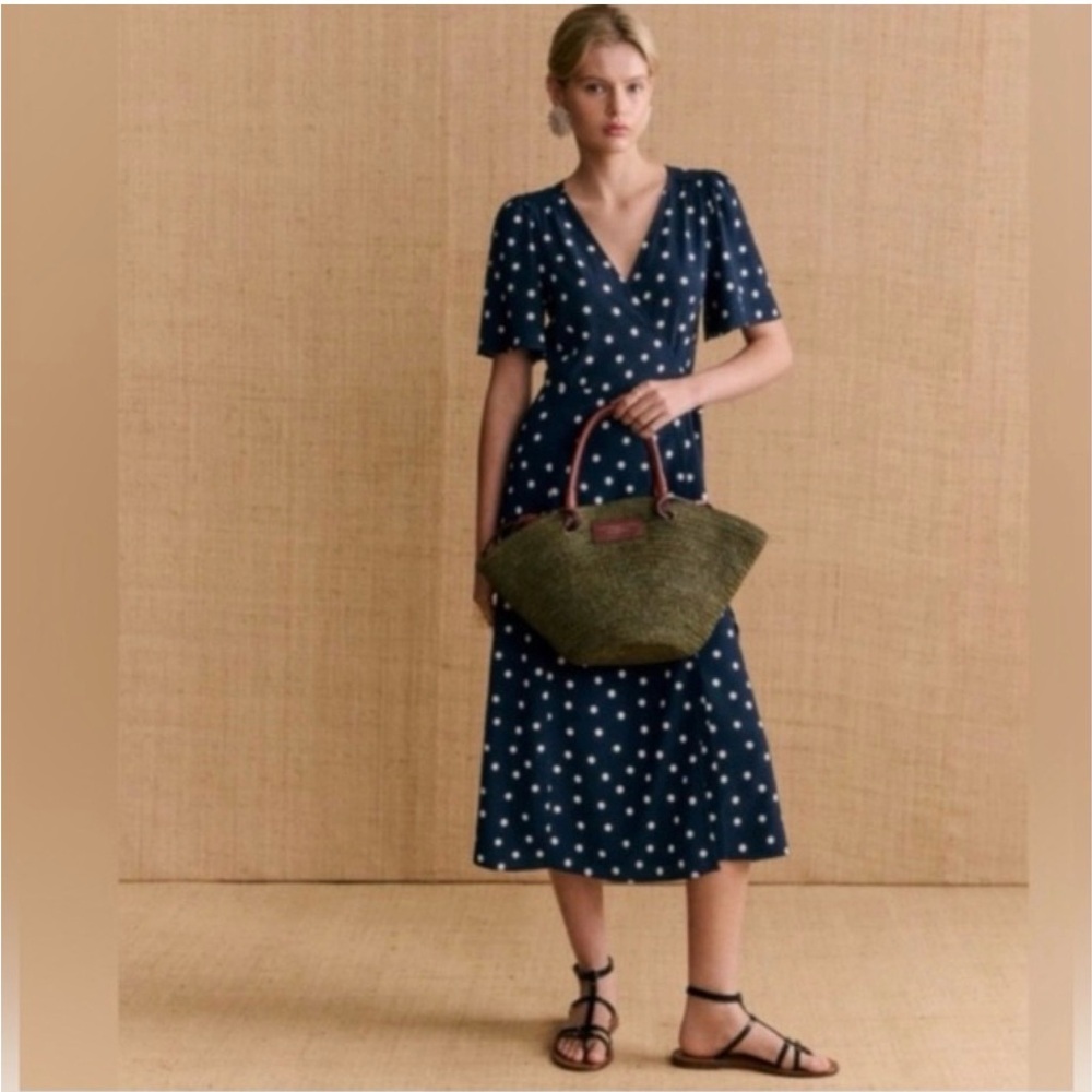 Sezane Sarah Midi Wrap Dress in Polka Dot Sz. Fr42/US10 - Picture 9 of 9